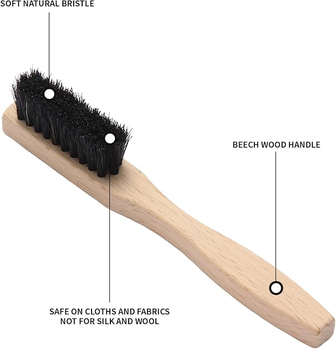2-Piece Laundry Stain Brush, Laundry Brush for Scrubbing Out Tough Stains on Cloths and Fabrics, Natural Bristles Stain Remover Brush for Safe and Effective Stain and Odor Elimination