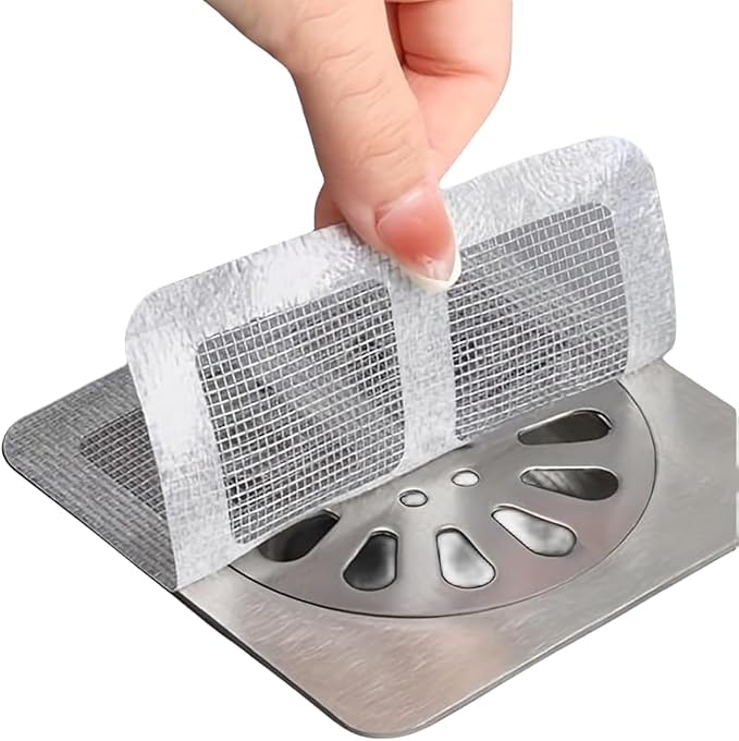 Disposable Shower Drain Cover Hair Catcher Shower Drain Mesh Stickers, Bathroom, Laundry, Bathtub, Kitchen, Sink, for Human and pet Hair (10 PCS)