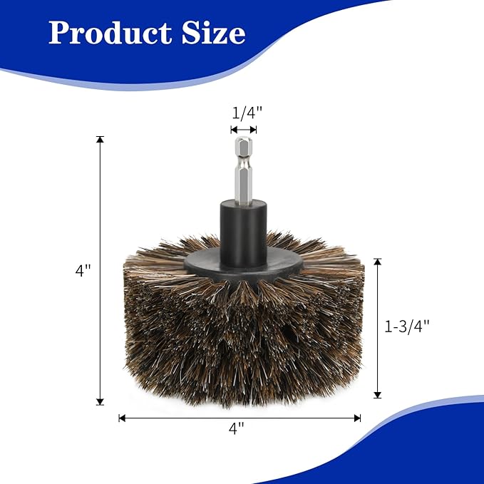 DkOvn Horse Hair Brush for Drill, for Leather, Car Interior, Car Wheel, Upholstery, Furniture, Carpet