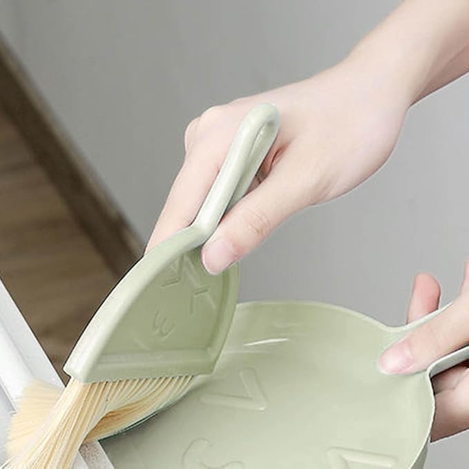 Broom with Dustpan Combo Set, Mini Lightweight Compact Dust Pan and Brush Set with Handle,Household Portable Handheld Dust Pan for Indoor Keyboards Office Kitchen Pet Sweeping Desks Outdoor Table
