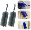 Fan Cleaner Brush, 2025 New Bendable Dusting Brush for Electric and Blind, Reusable Microfiber Dust Collector, Non-disassembly Cleaning (2Pcs Grey)