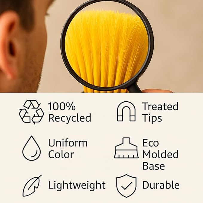 Aria Yellow Broom Head – 14” Sweeping Surface – Heavy-Duty Soft Flagged Bristles with Magnetic Effect – Universal Thread – Recycled PP – Indoor/Outdoor Sweeper (Yellow, ARIA)