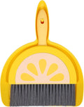 VOSAREA Small Dustpan and Brush Set, Lemon Mini Dustpan and Brush Whisk Broom and Dust Pan Set, Tiny Cleaning Broom Mini Hand Broom for Table, Desk, Keyboard Pet Nest