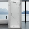 Framelss Single Swing Hinged Shower Door, 28"W x 76"H Pivot Shower Door, 5/16" (8mm) Tempered Glass with Nano Coating, SGCC Certified, Glass Door for Walk-in Shower - L02-28 (Bright Chrome)
