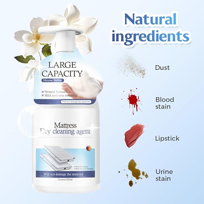 Mattress Cleaner and Stain Remover Spray, Powerful Mattress Stain Remover for Bed, Couch, Carpet & Upholstery, Gentle Yellow Stain Cleaner & Spot Treatment for Fabric (1)