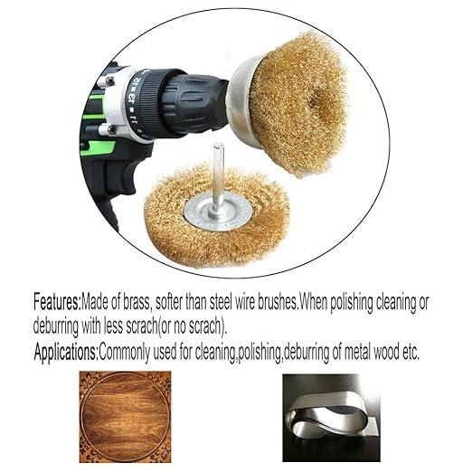 5pcs Brass Wire Wheel Brush Kit for Drill,Crimped Cup Brush with 1/4-Inch Shank ,0.13mm True Brass Wire,Soft Enough to Cleaning or Deburring with Less Scrach