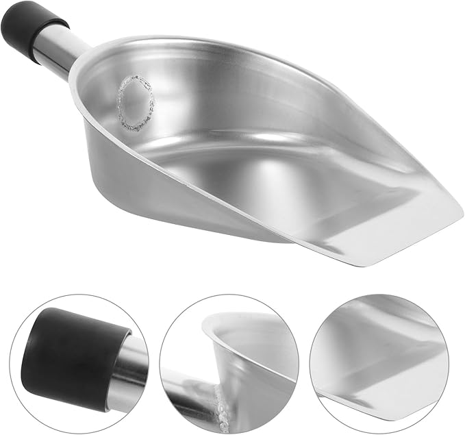 FRCOLOR Small Stainless Steel Handheld Dustpan Portable Garbage Shovel with Narrow Mouth Steel Handle for Home and Office Cleaning Tasks