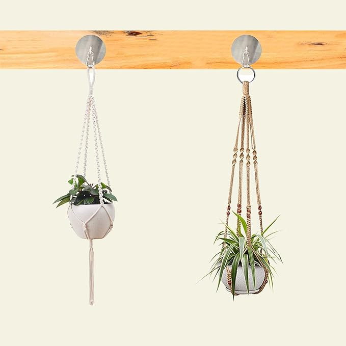 Adhesive Ceiling Hooks 4 Pack Stainless Steel Sticky Pad Eye Plate Snap Hooks Wall Hooks Wind Chime Hanger for Hanging Plants Wind Spinners Decorations in Bathroom Kitchen Porch RV No Drill