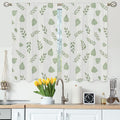 Green Botanical Kitchen Curtains Watercolor Green Leaves and Branches Nature Short Tier Curtains for Bathroom Cafe Small Window Drapes Treatment 2 Panels (27.5x39 Inch)