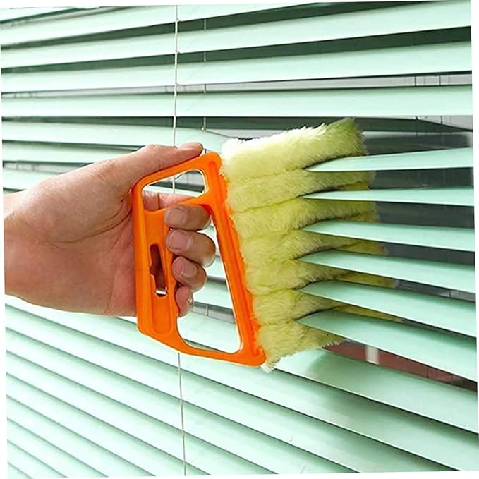 Balacoo 2pcs Window Blinds Cleaning Brushes Set with 7-Tooth and 3-Tooth Heads, Handheld Blinds Brush for Window Shutter and Air Conditioner Vent Cleaning, Orange and Green Colors