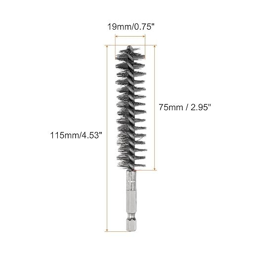 HARFINGTON 5Pcs Bore Brush Stainless Steel 19mm Dia Cleaning Twisted Wire Brush Tube Pipe Cleaner with Handle 1/4 Inch Hex Shank for Tubes, Ports, Bearings