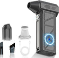 Cordless Electric Air Duster - Super Power Mini Air Blower with LED Light, Rechargeable Air Broom with 4 Gear Adjustable Brushless Motor, Blowing and Vacuuming for Car, PC, Outdoors, Home Cleaning