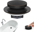 Hibbent 3 in 1 Metal Bathtub Drain Stopper, Universal Pop Up Tub Stopper, Bathtub Drain Hair Catcher, Removable Filter Basket, Drain Plug for 1.5''~2.4'' Drain, Brass Bullet Core, Oil-Rubbed Bronze
