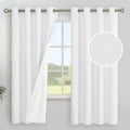 YoungsTex White Linen Blackout Curtains 63 Inch Length for Bedroom, Thermal Insulated Winter Drapes with Grommet Room Darkening Energy Saving for Living Room, 2 Panels, 52 X 63 Inch