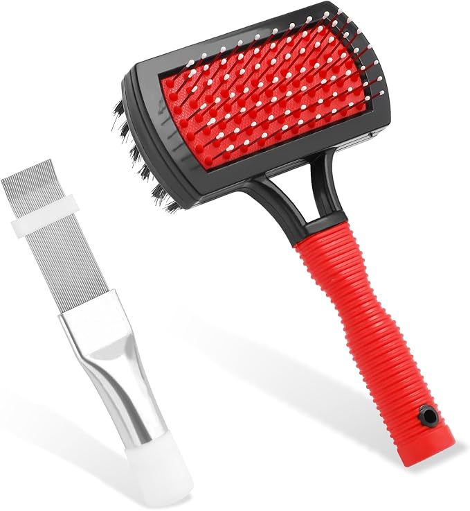 2pcs Air Conditioner Condenser Cleaning Tools, Double-Sided AC Evaporator Coil Fin Cleaning Brush & Stainless Steel AC Fin Comb for HVAC System Refrigerator Evaporator Radiator Condenser