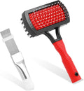 2pcs Air Conditioner Condenser Cleaning Tools, Double-Sided AC Evaporator Coil Fin Cleaning Brush & Stainless Steel AC Fin Comb for HVAC System Refrigerator Evaporator Radiator Condenser
