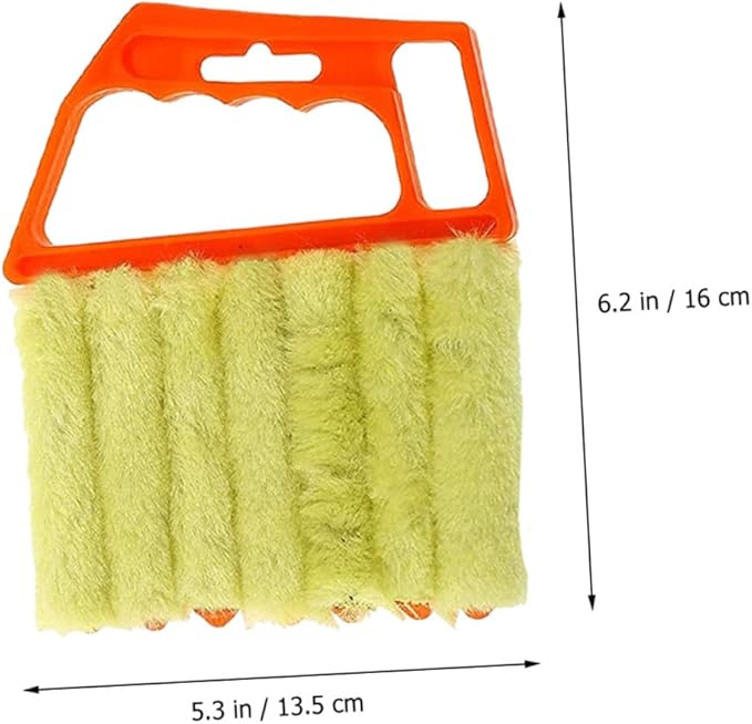 TOYANDONA 2pcs Blinds Cleaning Brush Set, 7-Finger and 3-Finger Window Shutter Brushes, Orange and Green, Multi-Surface Window and Air Conditioner Vent Cleaner for Home Use