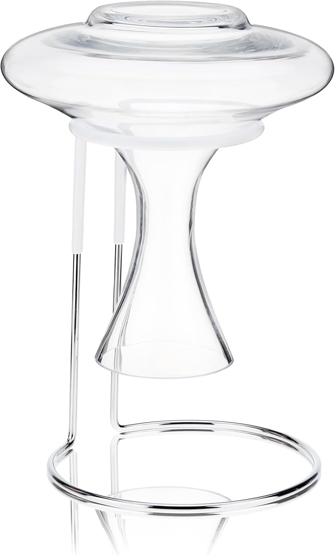 True Wine Decanter Drying Stand and Holder, Essential Accessory Glassware Rack for a Spot-Free Finish, Rubber Coating Protects Glass, Chrome Plated Iron