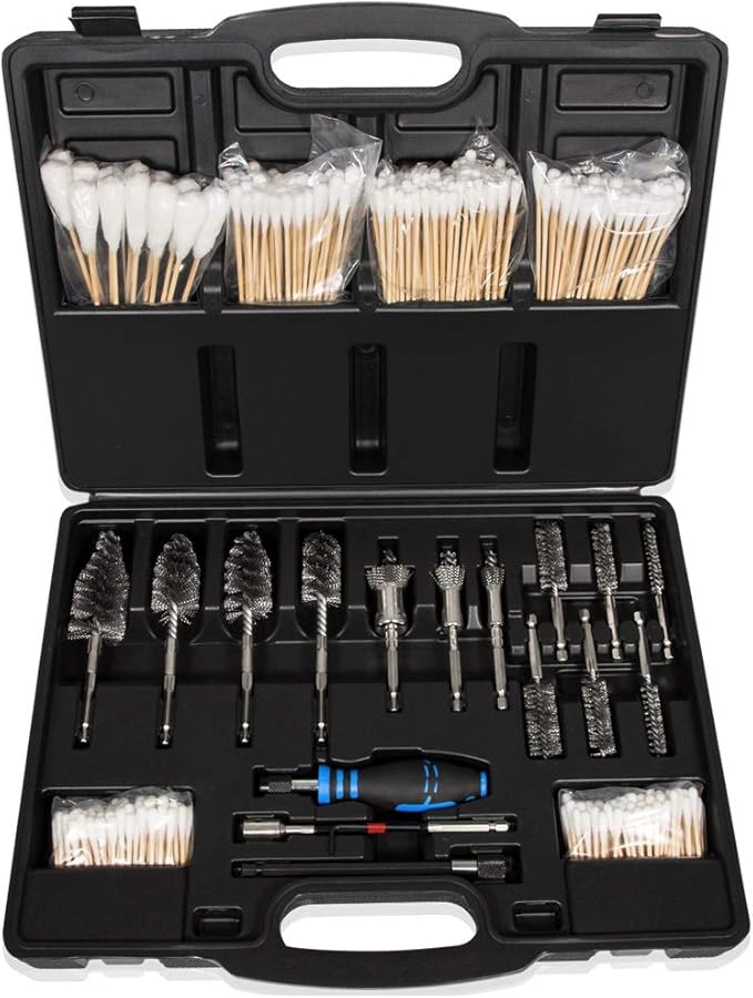 Professional Diesel Injector-Seat Cleaning Kit 8090S on Cylinder Heads, Including Helix Brushes, Two-Stage Brushes, Bore Brushes and Swabs (Stainless Steel, 17-Pack)
