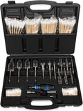 Professional Diesel Injector-Seat Cleaning Kit 8090S on Cylinder Heads, Including Helix Brushes, Two-Stage Brushes, Bore Brushes and Swabs (Stainless Steel, 17-Pack)
