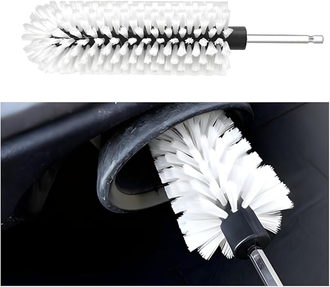 Drill Brush for Car Wheel, Soft No Scratches Vehicle Rim Cleaning Brush for Wheel Rim Engine, Highly Density Automotive Tire Drill Cleaner Tool, Universal for Most Vehicles (White)