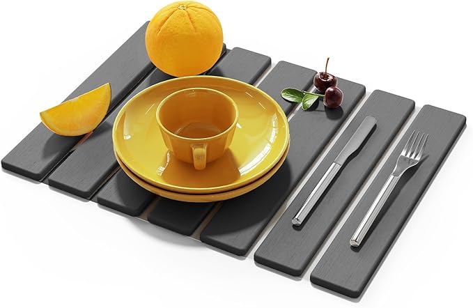 Stone Dish Drying Mats for Kitchen Counter,15.5“x 11.8”,Eco-Friendly,Foldable quick dry stone mat kitchen,Absorbent Diatomaceous Earth Mats for Dishes Bottles Cups Bathroom Any Countertop-Dark Gray