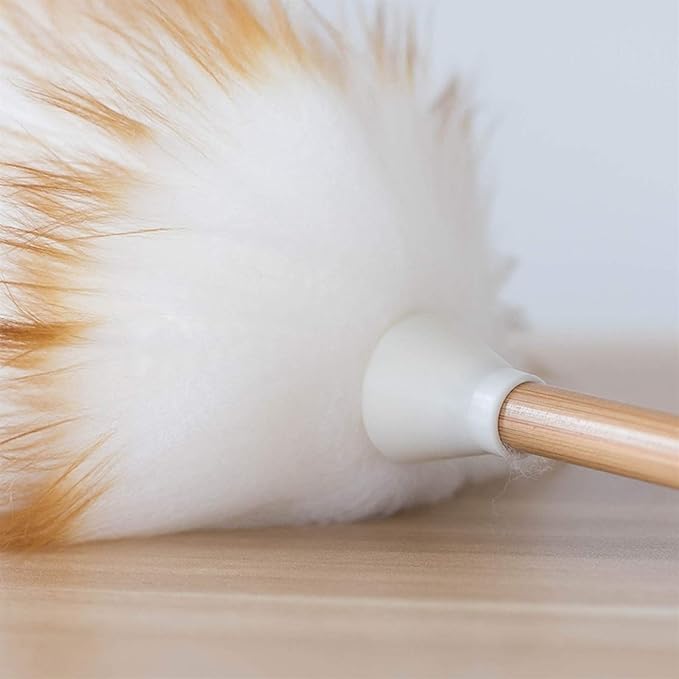 Feather Duster, Household Lambswool Duster Set of 2, Pure Lambs Wool with Wood Handle
