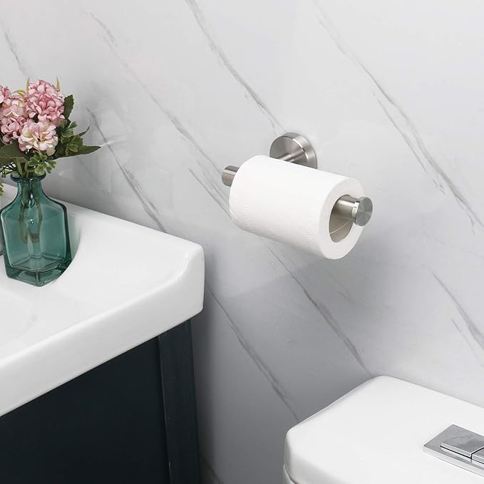 NearMoon Bathroom Toilet Paper Holder, Premium SUS304 Stainless Steel Rustproof Wall Mounted Toilet Roll Holder for Bathroom, Kitchen (1 Pack, Brushed Nickel)