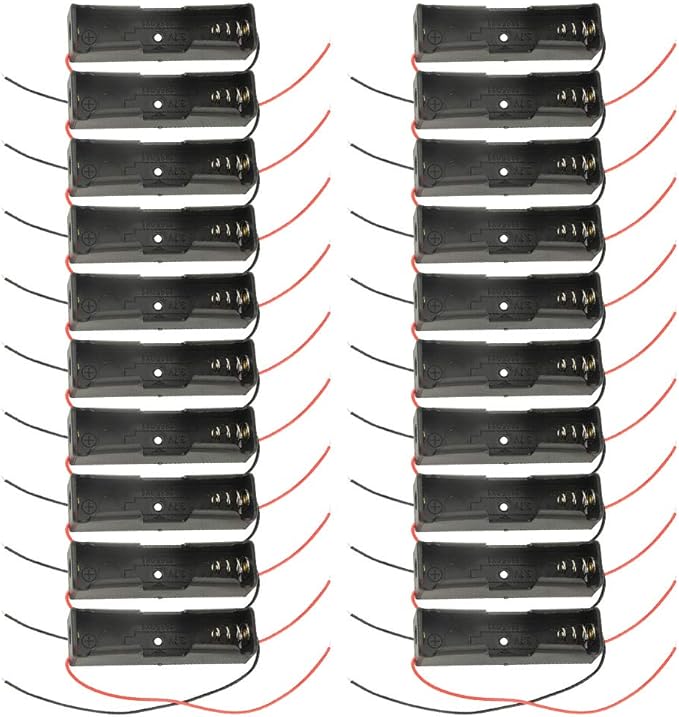 WMYCONGCONG 20 PCS 18650 Battery Holder Single 1x 3.7V 18650 Battery Holder with Wire Plastic 1 Slot Batteries Storage Box
