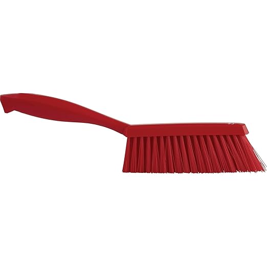 Vikan 45894 Bench Cleaning Brush, Polypropylene/Polyester Medium Bristle Dustpan Brush & Sweeper, 14 Inch, Red