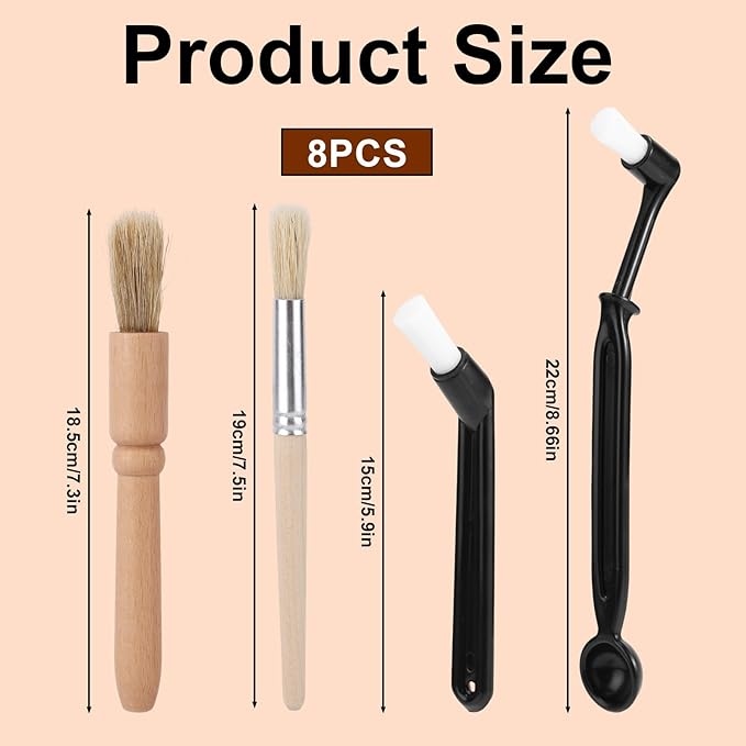 8pcs Coffee Cleaning Brush Set, Espresso Machine & Grinder Cleaning Brushes Long Handle Brush Cleaner and Scoop Tool for Clean Coffee Maker Grinder Brew Head and Barista Accessories