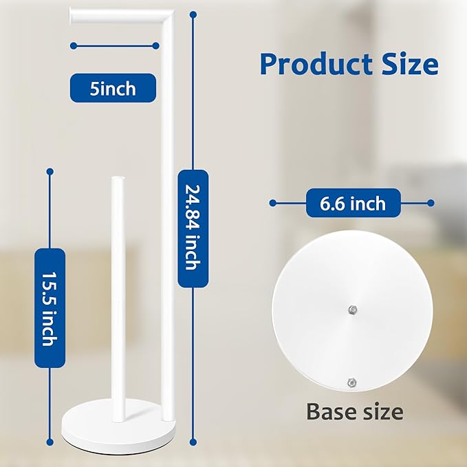 Toilet Paper Holder Stand,Toilet Paper Holder Free Standing,White Toilet Paper Roll Holder for 4 Rolls,Bathroom Toilet Paper with Storage
