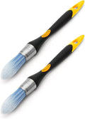 Bates- Trim Paint Brush, 2 pcs, 0.75 Inch, Black & Orange Ergonomic Non-Slip Handle, Synthetic Bristles, Trim Brushes for Painting