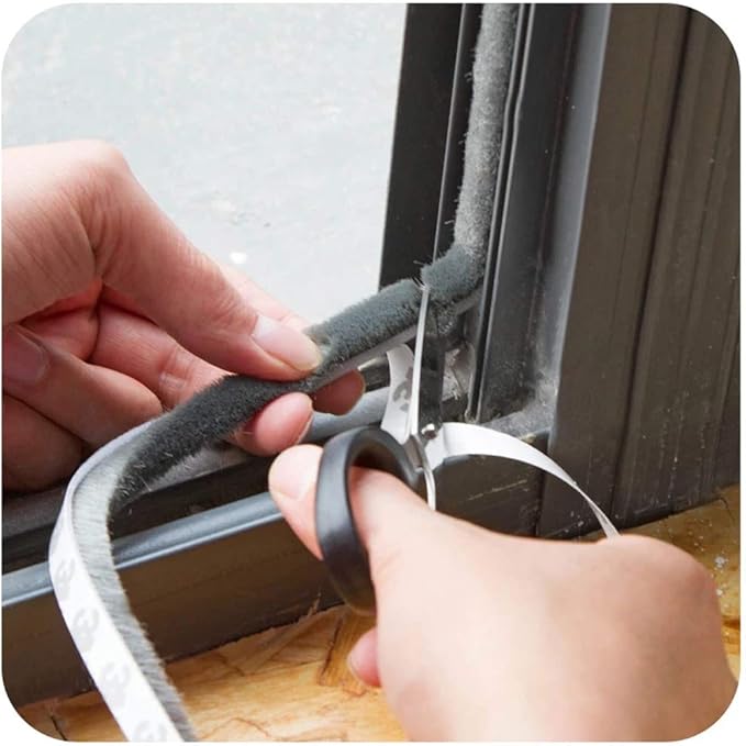 Weather Stripping Brush for Sliding Windows/Doors Frame Side,Pile Self Adhesive Weatherstrip Seal Strip Sealer Draft Stoppers (33ft x11/32 Backing x 3/16 Brush inch, White)