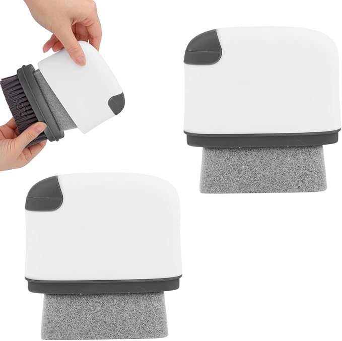 2pcs 2-in-1 Groove Cleaning Brush, 2025 Upgraded Crack Cleaner Tool Handheld Grout Brush for Window Tracks Sliding Doors Sills Tile Lines (Dark Gray)