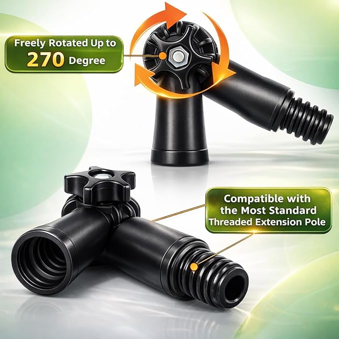 Universal Joint Angle Adaptor for Telescoping Extension Pole, (Head Only, No Pole) Versatile for Window Cleaning, Gutter Cleaning, Light Bulb Changing, Painting & More – Multi-Use Heavy Duty Pole