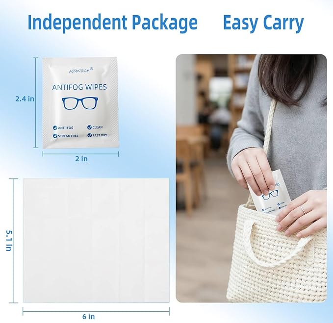 Anti Fog Wipes for Glasses (100-pack) | Pre-Moistened, Quick Dry & Scratch Free for Laptop Screens, Optical Lens, Goggles, Smart Phone and Watch Screens (Extra Large)