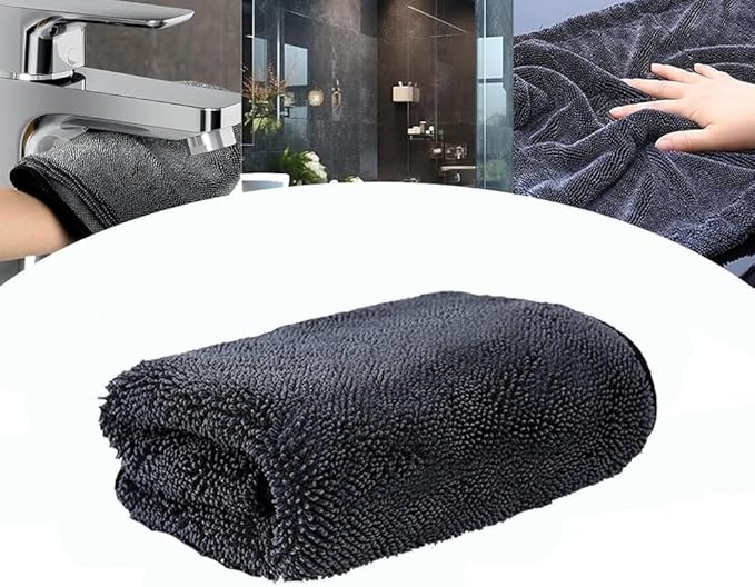 Shiny Microfiber Wipes Bath Shower Cleaning Cloths, 1300gsm Super Absorbent Microfiber Bath Towels, for Bathroom, Car and Home Toilet (1Pcs-Double Pile(23.62 * 15.75in))