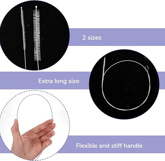 2 PCS Extra Long Pipe Cleaners, 39.4 in Straw Cleaner Brush Extra Long, White Tube Cleaning Brush for Cleaning Straw, Feeding Tubes, Line and Pump