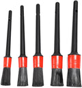Generic Set Of 5 Car Detailing Brush,Automotive Detail Brushes For Cleaning Air Vents, Interior, Exterior, Wheels, Emblems, Leather, Dashboard, Engine, Silver