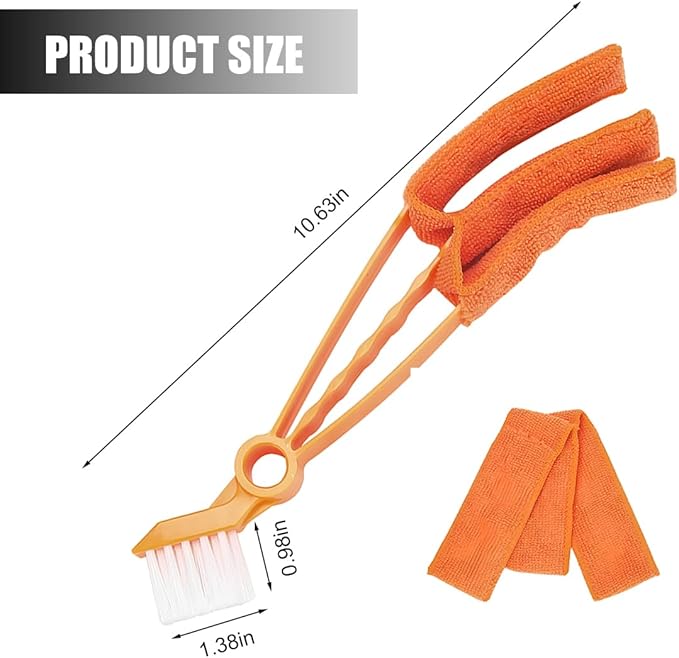 Mini Duster for Car Air Vent, Vehicle Air Conditioner Cleaner & Brush with Cloth for Keyboard, Automotive Dust Collector Cleaning Cloth Tool, Universal for SUV Sedan Truck (Orange)