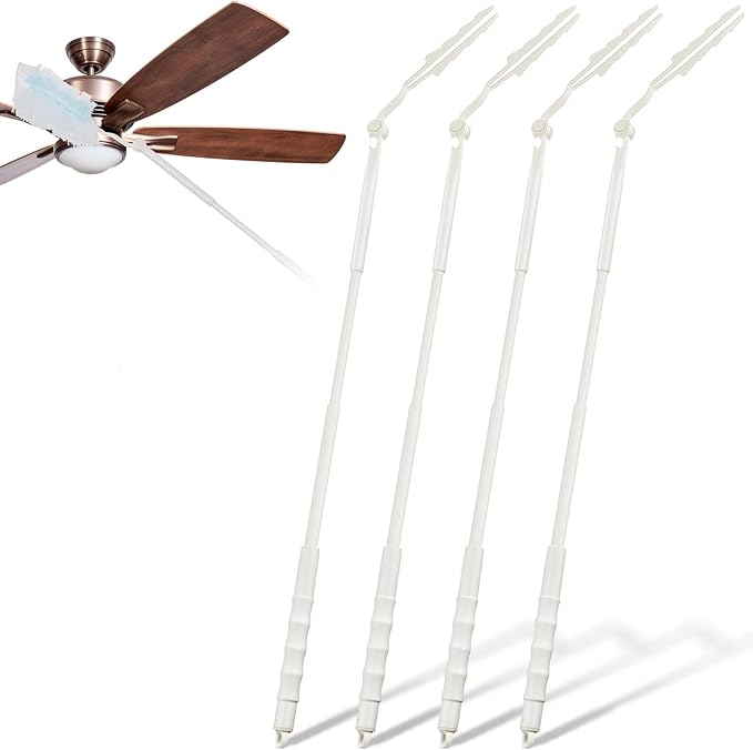4 Pcs 3 ft Replacement Handles Compatible with Swiffer Duster Refill, Extended Handle, Removal Duty, Adjustable Length for Home Fan Window Cleaning (White)