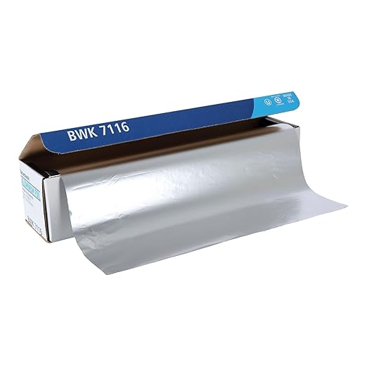 Boardwalk 7114 Premium Quality Aluminum Foil Roll, 18" x 500 ft, 16 Micron Thickness, Silver
