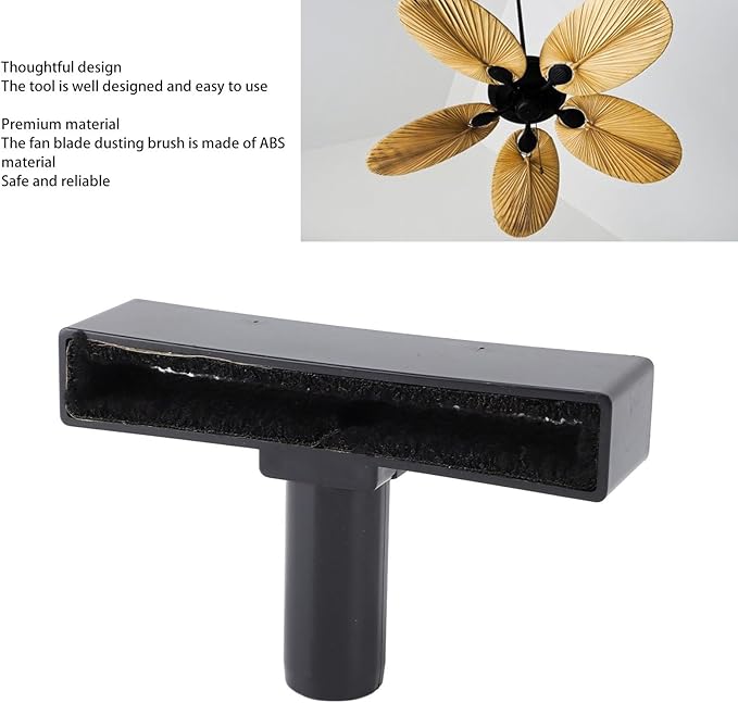 Ceiling Fan Blade Cleaner Duster, Fan Blade Cleaning Tool with Washable Brush Attachment, ABS Ceiling Fan Duster for Home Use, Reaches High Blades Without Ladder (Black)