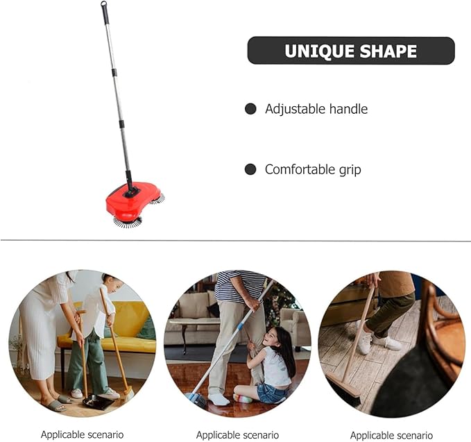 No Power Sweeper Manual Hardwood Floor Carpet Cleaning Tool | Extendable Handle Broom Mop for Laminate Tile Surfaces