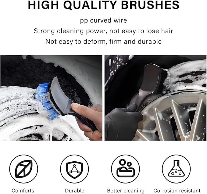 Car Carpet Cleaning Brush, Wheel Hub Scrub Brush Floor Mat Cleaning Brush with Stiff Bristle, Tire Carpet Srubber Upholstery Detailing Brush for Car Interior Home Cleaning (Blue)
