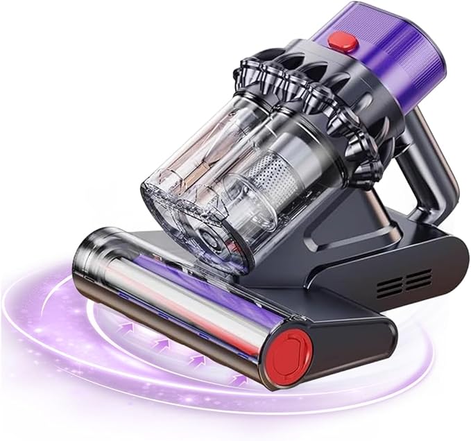 Saker Powerful Bed Vacuum Cleaner - 5-Cyclone Handheld Mattress Vacuum with Digital Display, 14kPa Auto-Suction Power & HEPA Filtration for Mattresses, Carpets & Home Cleaning