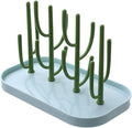FEOOWV Baby Bottle Drying Rack with Base, Creative Tree Branch Baby Bottle Dryer Holder for Bottles, Teats, Cups, Pump Parts and Accessories (Green)