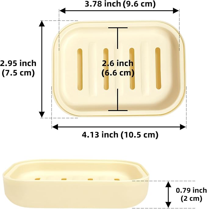 Double Layer Draining Soap Dish, Plastic Dishwashing Sponge Soap Holder for Kitchen, Bathroom, and Washstand (Khaki)