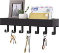 Key Holder Wall Mount Adhesive Magnetic - Hanging Key Hooks with Mail Organizer Tray for Wallet House - Keys Hanger Rack with Shelf for Camper Entryway Door Home Living Room Decor Large Black